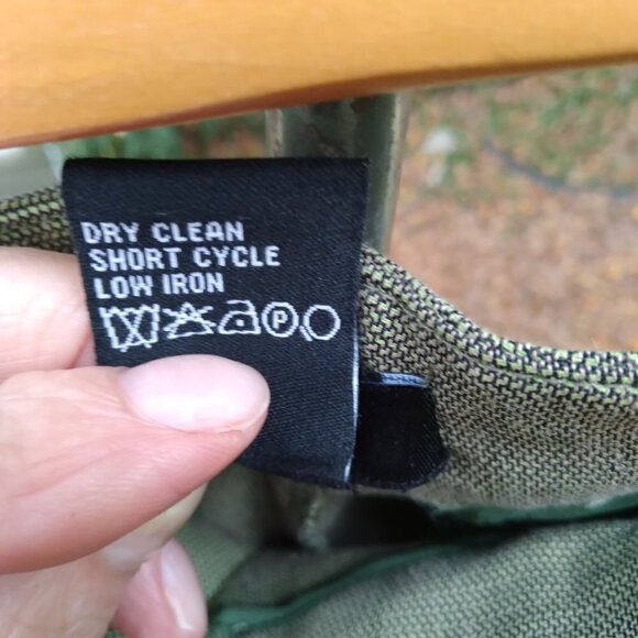 Etcetera Forest Green Straight Leg Trousers Distressed Pocket Border Detail Sz 8 - Picture 6 of 9